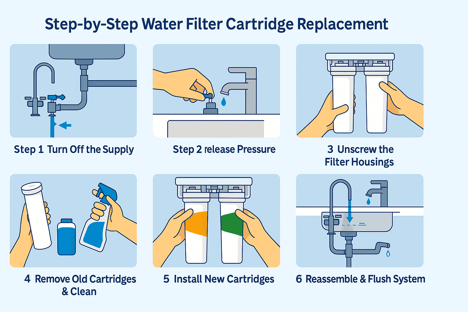 How to Replace Standard 10” Undersink Water Filter Cartridges