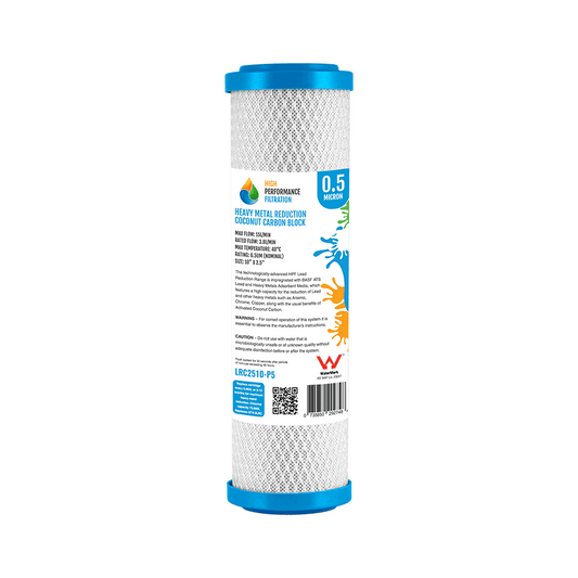0.5 Micron - Coconut Carbon Block Water Filter - Heavy Metal/Lead Reduction - 10" x 2.5"
